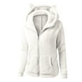 thumbnail image 1 of Dezsed Womens Winter Warm Fleece Jacket Coat Women Hooded Sweatshirt Winter Warm Wool Long Sleeve Zipper Coat OutwearTops with Pocket White M, 1 of 4