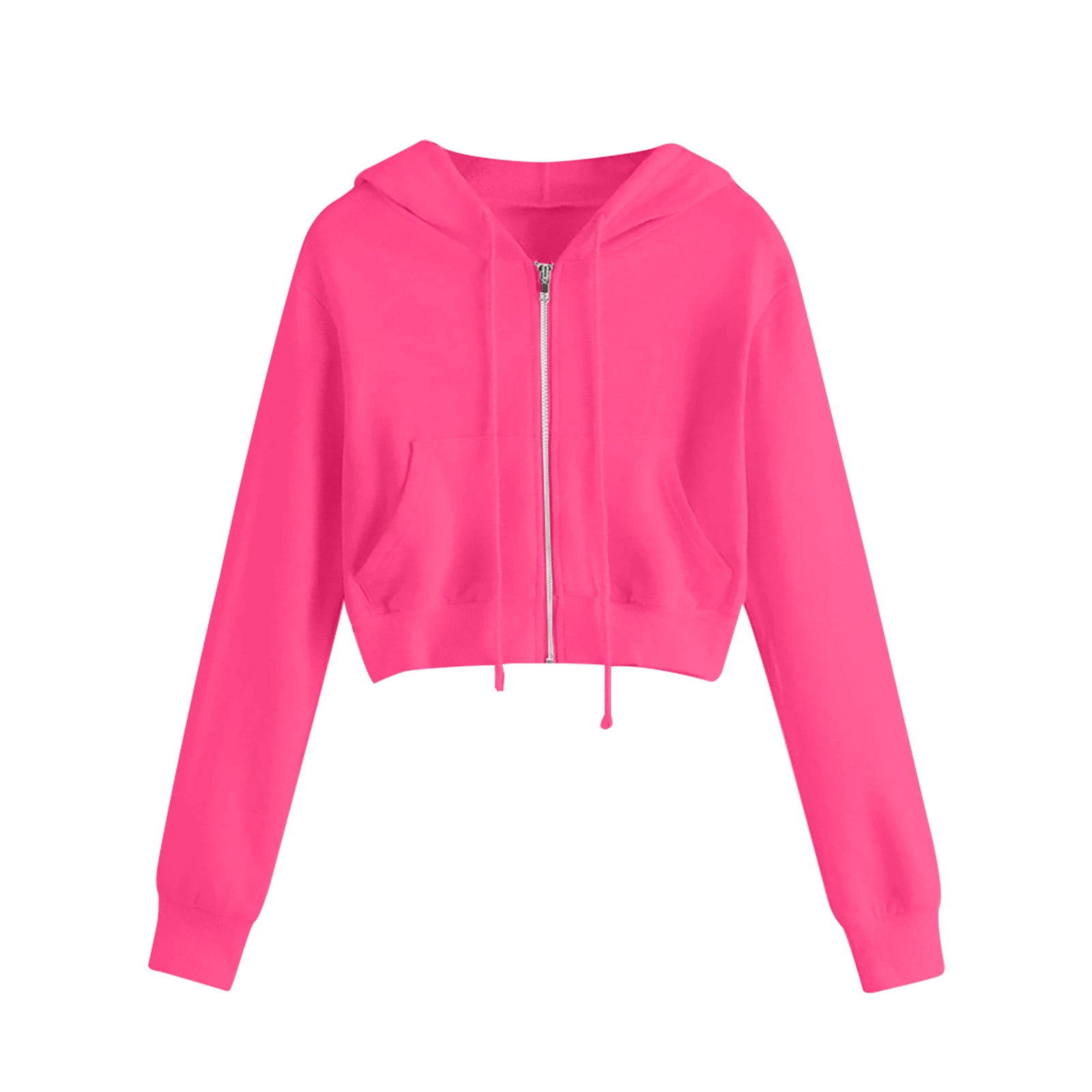 Dezsed Womens Zip Up Cropped Hoodie Casual Workout Short