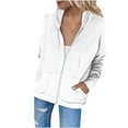 thumbnail image 1 of Dezsed Zip Up Hoodies for Women Womens Hoodie Full Zip Long Sleeve Sweatshirts Pockets Tops Jacket Coat White XXL, 1 of 7