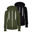 thumbnail image 1 of Dezsed Zip Up Sweatshirt Women 2 Piece Outfits Fashion Women Casual Hooded Slim Zipper Fleece Sweater Coat Army Green L, 1 of 3