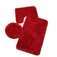 thumbnail image 1 of Dezsed bathroom rugs 3pc Bathroom Set Rug Mat Toilet Lid Cover Plain Solid Color Bathmats Red, 1 of 3