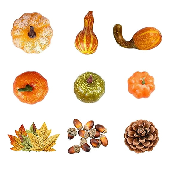 Dezsed fall decor Artificial Pumpkins Fall Decoration Set,Maple Leaf,Pumpkin And Gourd 70pc Multicolor