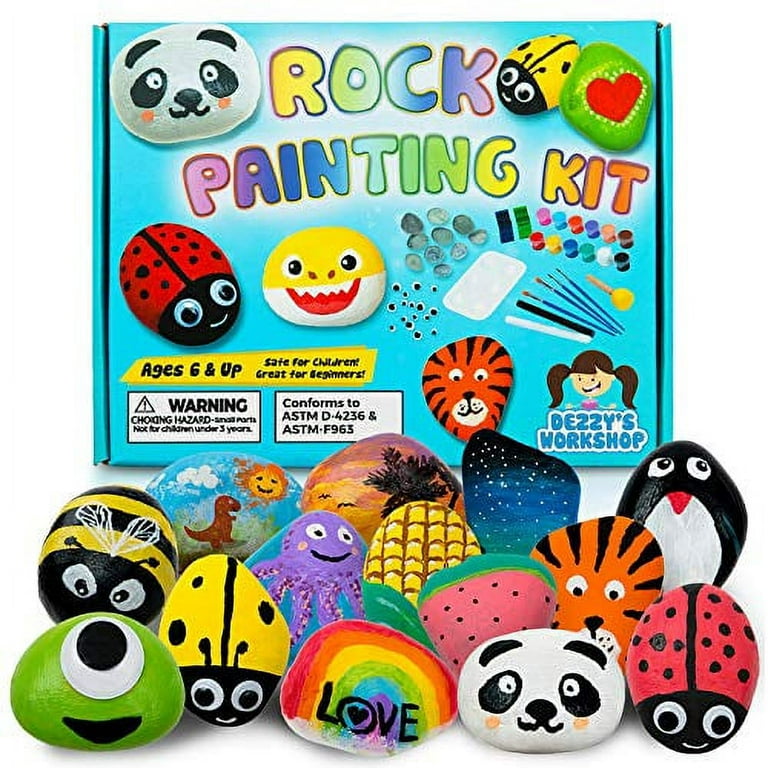  Qtioucp 50Pcs Arts and Crafts Set Painting Kit for Kids with 24  Acrylic Paint Color &12 Glow in The Dark Color, Rock Painting Birthday  Christmas Gifts Creative Art Toys : Toys