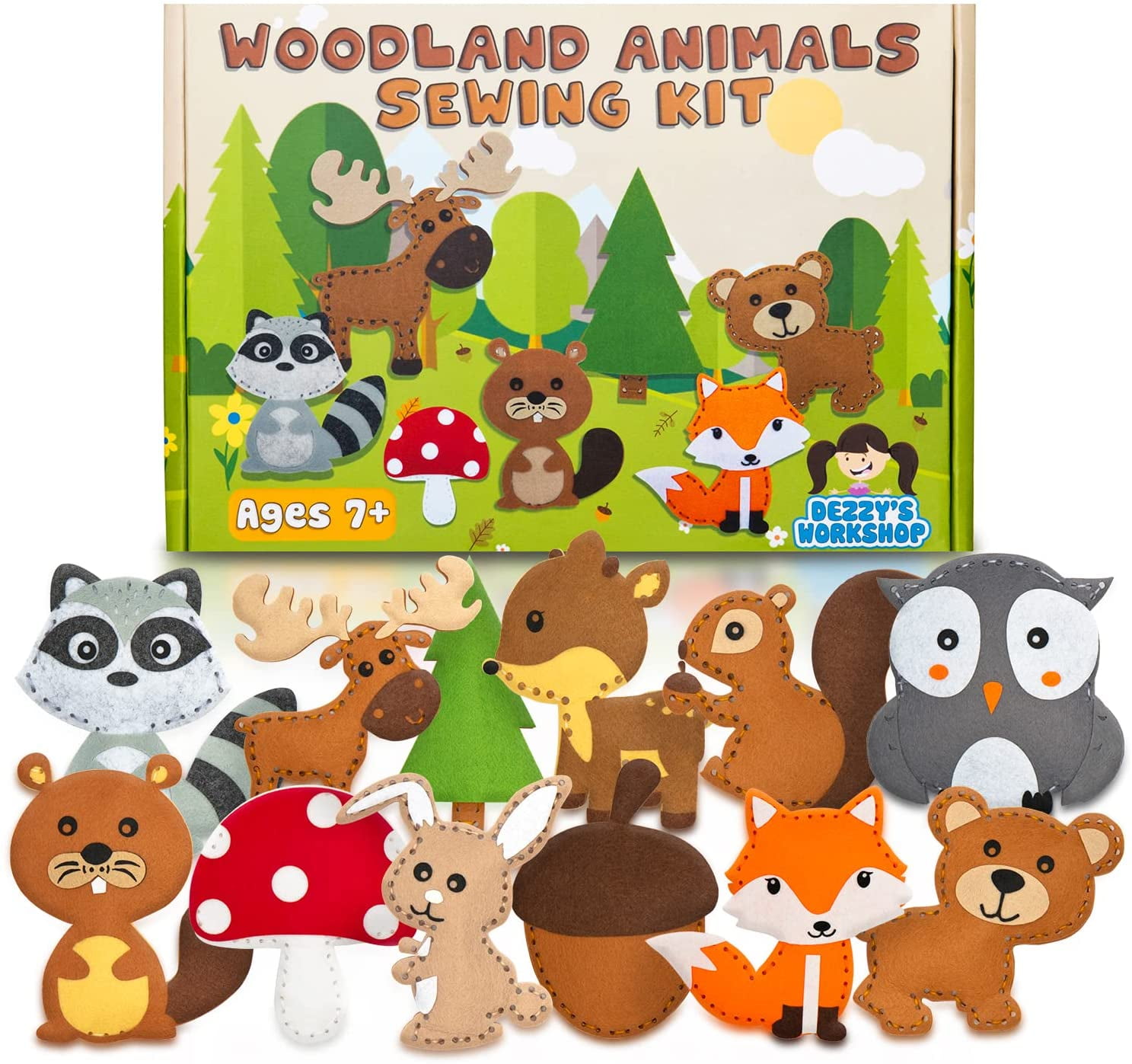 Dezzy's Workshop Sewing Kit for Kids - Woodland Animals Kids Sewing Kit -  Make Your Own Stuffed Animal Kit - Felt Stitch Art and Craft Toys for Boys  and Girls - Childrens