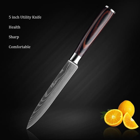 Dfito 5 inch Utility Knife, Stainless Steel Ultra Sharp Kitchen Chef Knife, Ergonomic Handle Knife for Professional Chefs