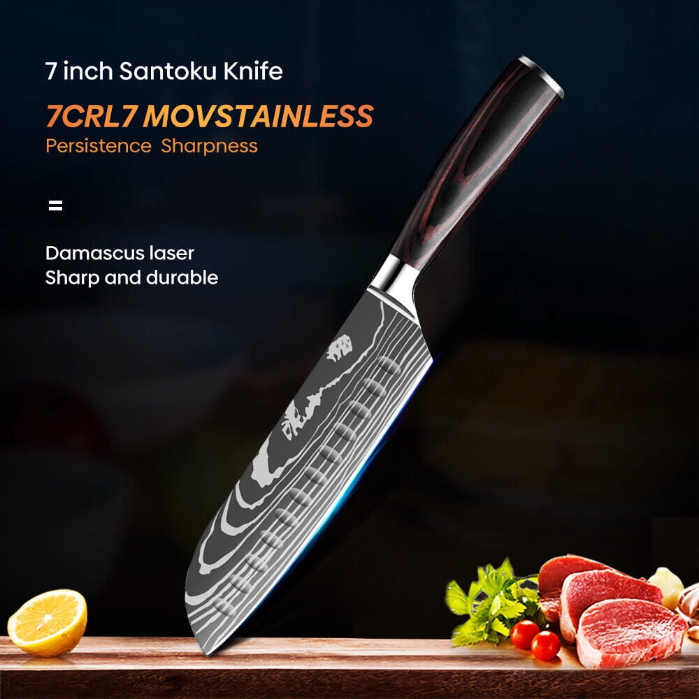 Ultrasharp Kitchen Dfito 7 inch Santoku Knife, Stainless Steel Ultra Sharp Kitchen Chef ...