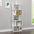 thumbnail image 1 of Dfw 5-Tier Geometric Storage Shelf/Bookshelf,S Shaped Bookcase,Freestanding Room Divider,Industrial Home Office Decor Wood Open Storage Display Shelf for Living Room (1,White),White Particle Board, 1 of 5