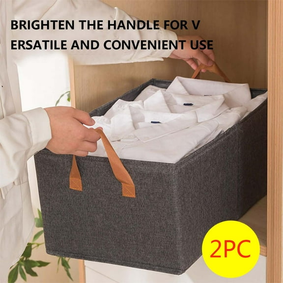 Dgankt Under 10$ Storage Cubes 2PC Floating Closet Clothes Organizer With Handle, Fabric Storage Box With Steel Frame Stackable Shelf Storage Baskets Foldable Storage Baskets