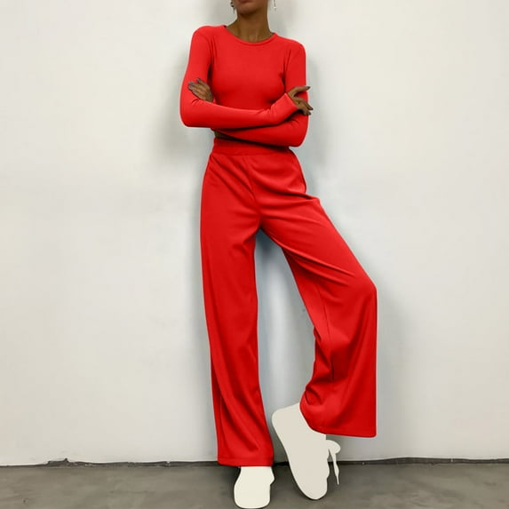 Dgankt 2 Piece Sets for Women Casual Loose Solid Color Linen Shirt Long Sleeved Pants Set,Size S-XL