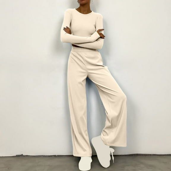 Dgankt 2 Piece Sets for Women Casual Loose Solid Color Linen Shirt Long Sleeved Pants Set,Size S-XL