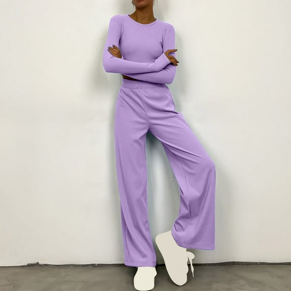 Dgankt 2 Piece Sets for Women Casual Loose Solid Color Linen Shirt Long Sleeved Pants Set,Size S-XL