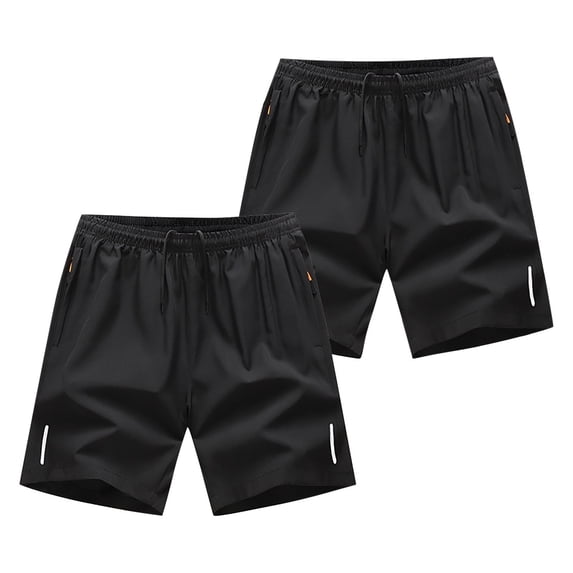 Dgankt 2PC Mens Shorts Quick Dry Elastic Waist Zipper Pockets Athletic Shorts,Size M-5XL