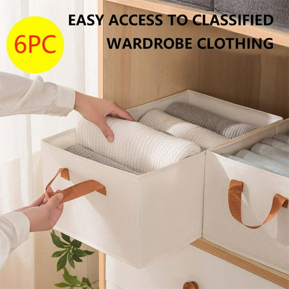 Dgankt Up to 50% off Storage Cubes 6PC Floating Closet Clothes Organizer With Handle, Fabric Storage Box With Steel Frame Stackable Shelf Storage Baskets Foldable Storage Baskets