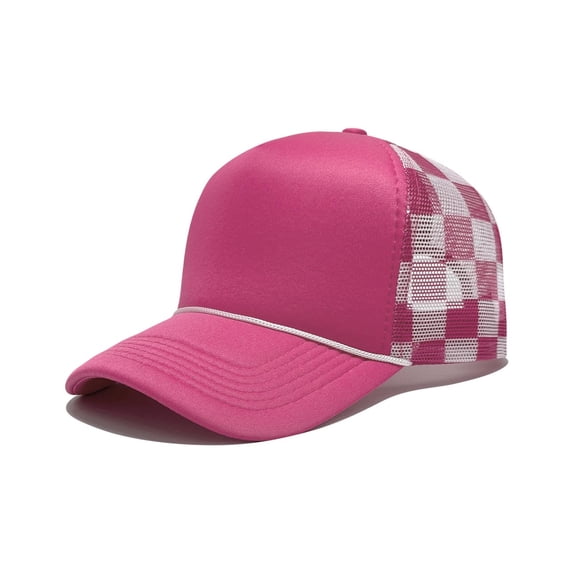 Dgankt Beach Hat Women's Multicolor Checkerboard Print Mesh Back Trucker Caps - Breathable Baseball Hats for Beach Days, Casual Outings & Weekend Getaways M