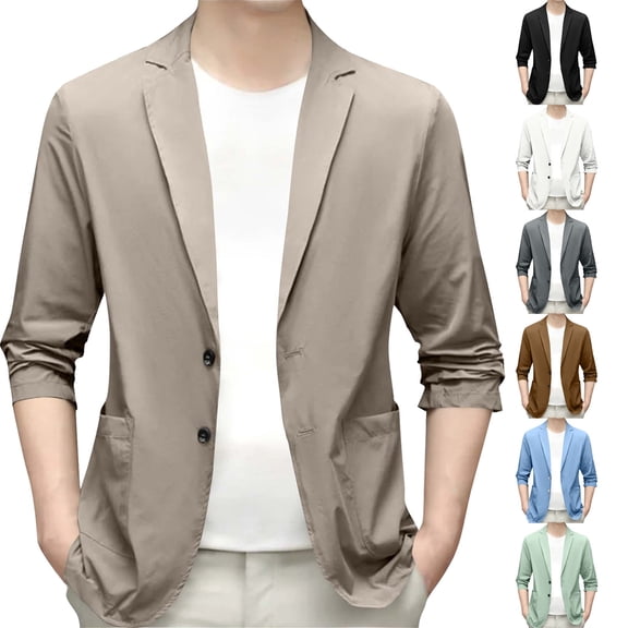 Dgankt Blazer for Men Men's Casual Blazer Double-Button Lightweight Regular Fit Sport Coat One Button Suit Jacket