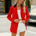 thumbnail image 1 of Dgankt Blazers for Women Contrasting Long Sleeved Double Pocket Buttoned Turndown Collar Blazer,Size S-4XL, 1 of 8