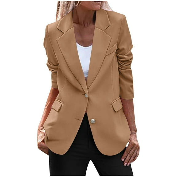 Dgankt Blazers for Women Fall Fashion Bussiness Casual Blazers Open Front Long Sleeve Jacket with Shoulder Pads,Size S-2XL