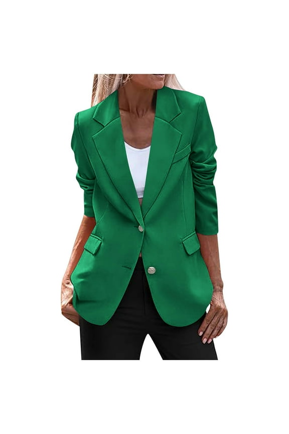 Blazers for Women Fall Fashion Bussiness Casual Blazers Open Front Long Sleeve Jacket with Shoulder Pads,Size S-2XL