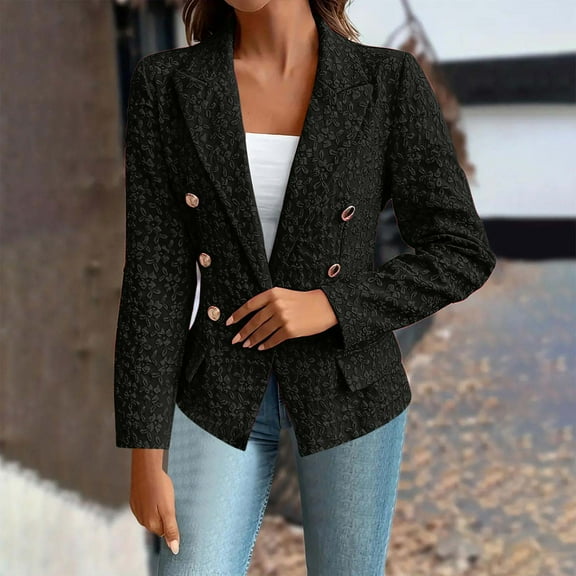 Dgankt Blazers for Women Fashion Casual Solid Color Long Sleeve Button up Suit Jacket,Size S-2XL