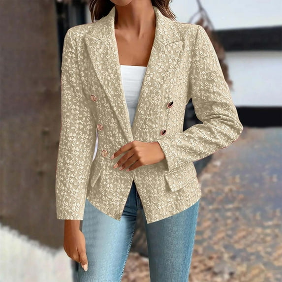 Dgankt Blazers for Women Fashion Casual Solid Color Long Sleeve Button up Suit Jacket,Size S-2XL