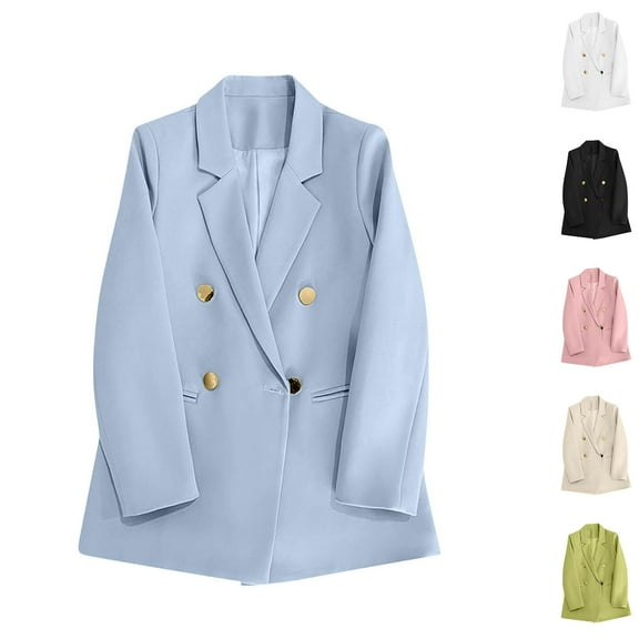 Dgankt Blazers for Women Long Sleeve Lapel Solid Color Bussiness Casual Blazers Fake Pocket Suit Jacket,Size XS-3XL