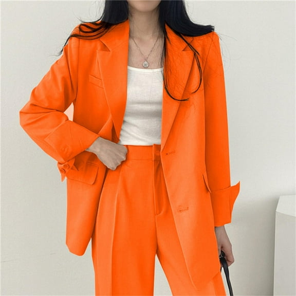 Dgankt Blazers for Women Solid Color Buttons Pockets Long Sleeve Top Suit Coat Suit Coat,Size S-2XL
