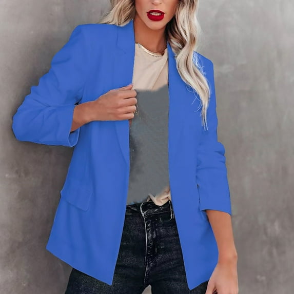 Dgankt Blazers for Women Solid Color Long Sleeved Lapel Suit Jacket Long Sleeved Small Suit Temperament Slim Top Jacket,Size S-3XL