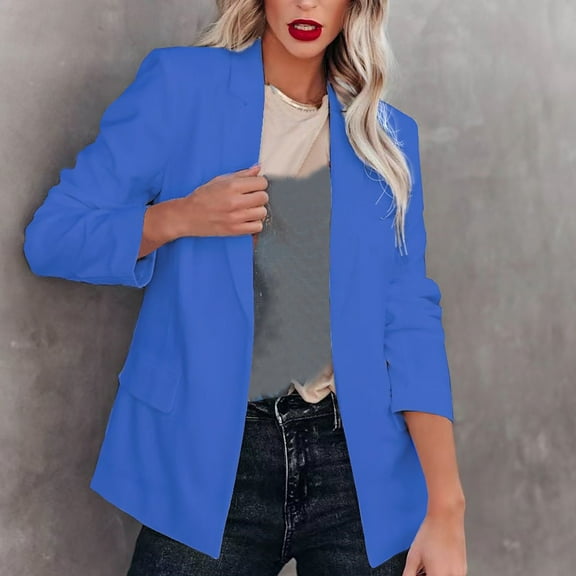 Dgankt Blazers for Women Solid Color Long Sleeved Lapel Suit Jacket Long Sleeved Small Suit Temperament Slim Top Jacket,Size S-3XL
