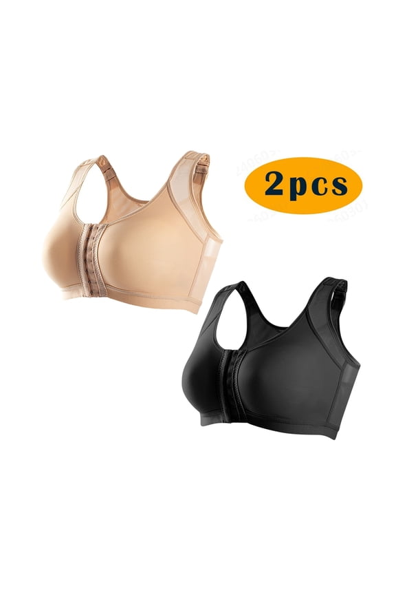 Bras for Women Women's Posture Corrector Wireless Front Closure Bra – Plus Size Supportive Bralette with Adjustable Back Bands, Shoulder Pain Relief for Travel & Commutes S-5XL