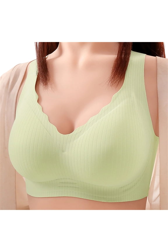 Bras for Women Plus Size Ribbed Pullover Bra Wirefree Support All-Day Comfort,Size M-3XL