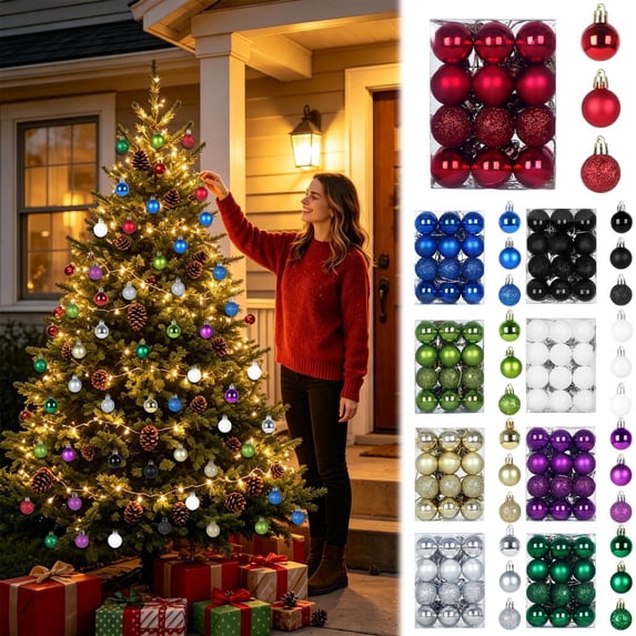Dgankt Christmas Tree Decor 24PCS Christmas Tree Bauble Hanging Party Ornament Decor 3CM Red