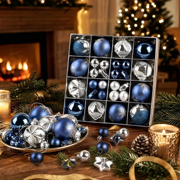 Dgankt Christmas Tree Decorations Plastic Christmas Tree Ornaments Electroplated Paint Shaped Christmas Ball Ornaments Gift Box Set