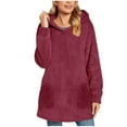 thumbnail image 1 of Dgankt Coats for Women Solid Color Hooded Loose Fitting Pullover Jacket Long Sleeved Hooded Top,Sizes S-2XL, 1 of 6
