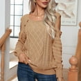 thumbnail image 1 of Dgankt Cozy Sweaters for Women Button Neck Top off Shoulder Long Sleeve Knit Pullover Sweater,Size S-XL, 1 of 5