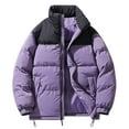 thumbnail image 1 of Dgankt Down Jacket Men Men's Color Puffer Jacket Thickened Winter Coat Warm Stand Collar Color Block Zip Up Jacket Ski Bubble Coat, 1 of 2