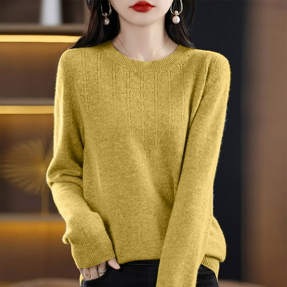 Dgankt Fall Sweaters Solid Color Long Sleeved V-Neck Knitted Sweater Thin Sweater Top,Size S-2XL