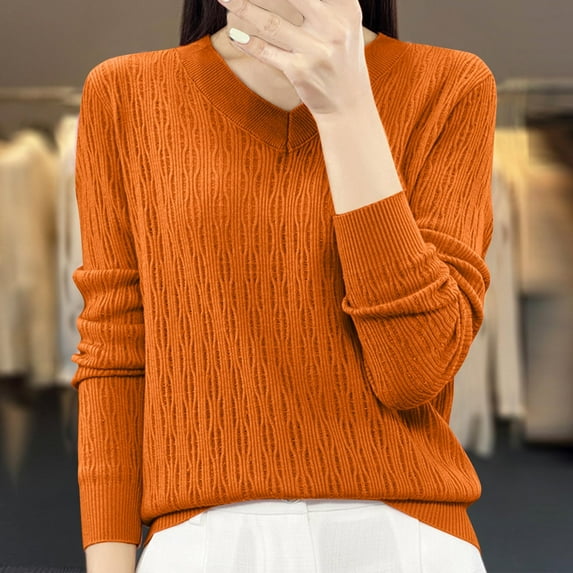 Dgankt Fall Sweaters Women Fashion Casual Semi High Neck Solid Color Loose Long Sleeve Base Knitted Sweater,Size S-2XL