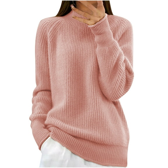 Dgankt Fall Sweaters for Women Comfortable Long Sleeve Casual Knitted-Neck Blouse Sweater,Size S-XL