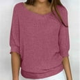 thumbnail image 1 of Dgankt Fall Sweaters for Women Solid Color Round Neck Pullover Half Sleeve Loose Casual Sweater,Size S-5XL, 1 of 6
