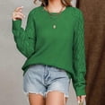 thumbnail image 1 of Dgankt Fall Sweaters for Women Sweaters Cute Elegant Soft Crewneck Long Sleeve Solid Color Hollow Cable Knit Pullover Sweater,Size S-2XL, 1 of 7