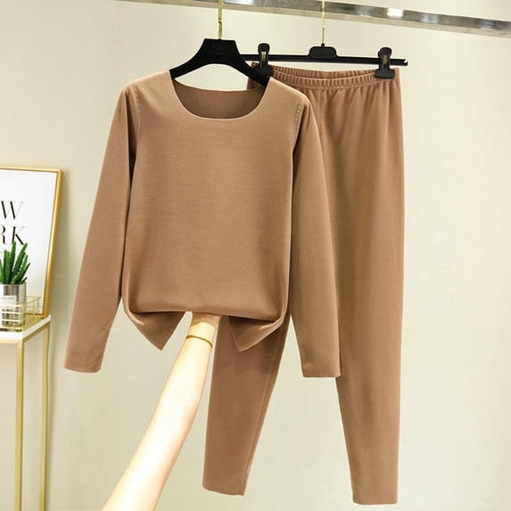 Dgankt Fall Pajamas Women Fashion Solid Color Round-Neck Warm Casual Home Clothes Pajama Set,Size M-2XL