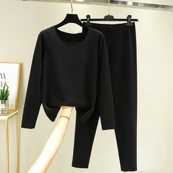 Dgankt Fall Pajamas Women Fashion Solid Color Round-Neck Warm Casual Home Clothes Pajama Set,Size M-2XL