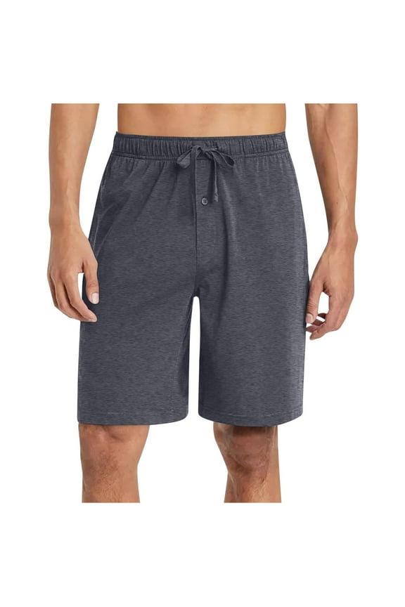 Fitness Clothing Men's Multi-Color Knit Sleep Shorts - Lightweight Breathable Drawstring Lounge Shorts with Button Fly for Pajamas, Napping, Lounging & Casual Home Comfort S-3XL