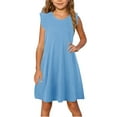 thumbnail image 1 of Dgankt Girls' Casual Skirt Toddler Girls Dress Summer Ruffle Sleeve Sundress Outfit for Kids 4-14T, 1 of 7