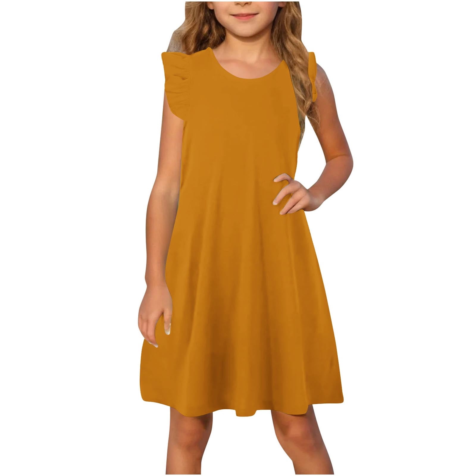 Dgankt Girls Dresses Girl Summer Casual Swing T Shirt Dresses Beach Cover up Loose Dress Dresses Size 6-15 Years