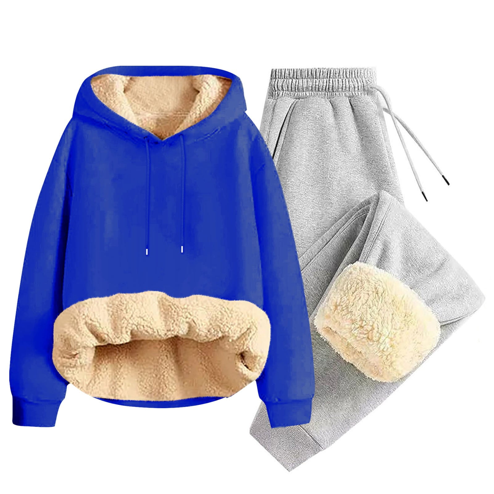 Dgankt Hoodies for Men Casual Solid Color Two-Piece Set Long Sleeve ...