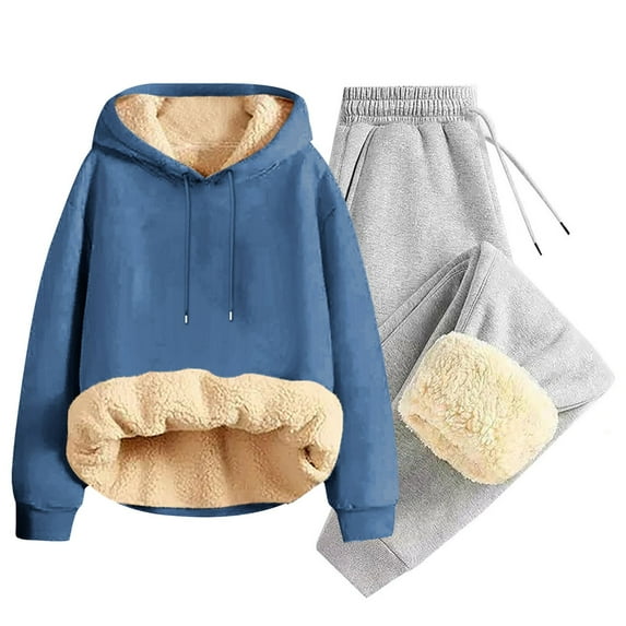 Dgankt Hoodies for Men Casual Solid Color Two-Piece Set Long Sleeve Sweatshirt Velvet Hoodied,Sizes S-3XL