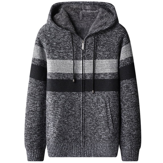 Dgankt Hoodies for Men Color Match Fleecing Fallow Intensification Hooded Knitwear Coat,Size M-4XL