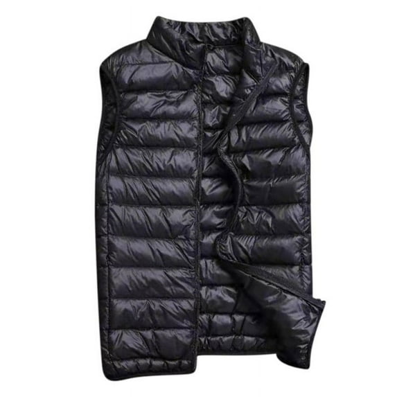 Dgankt Jackets for Men Mens Lightweight Down Puffer Vest Sleeveless Solid Color Basic Stand Collar Windproof Packable Warm Winter Vest
