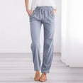 thumbnail image 1 of Dgankt Linen Pants Women Women's Tapered Pants 100% Linen Drawstring Back Elastic Waist Ankle Length Pants Loose Fit Wide Leg Pants Plus Size Womens Clothing, 1 of 5